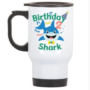 Birthday Shark Two Two Two 2nd Birthday Party Stainless Steel Travel Mug