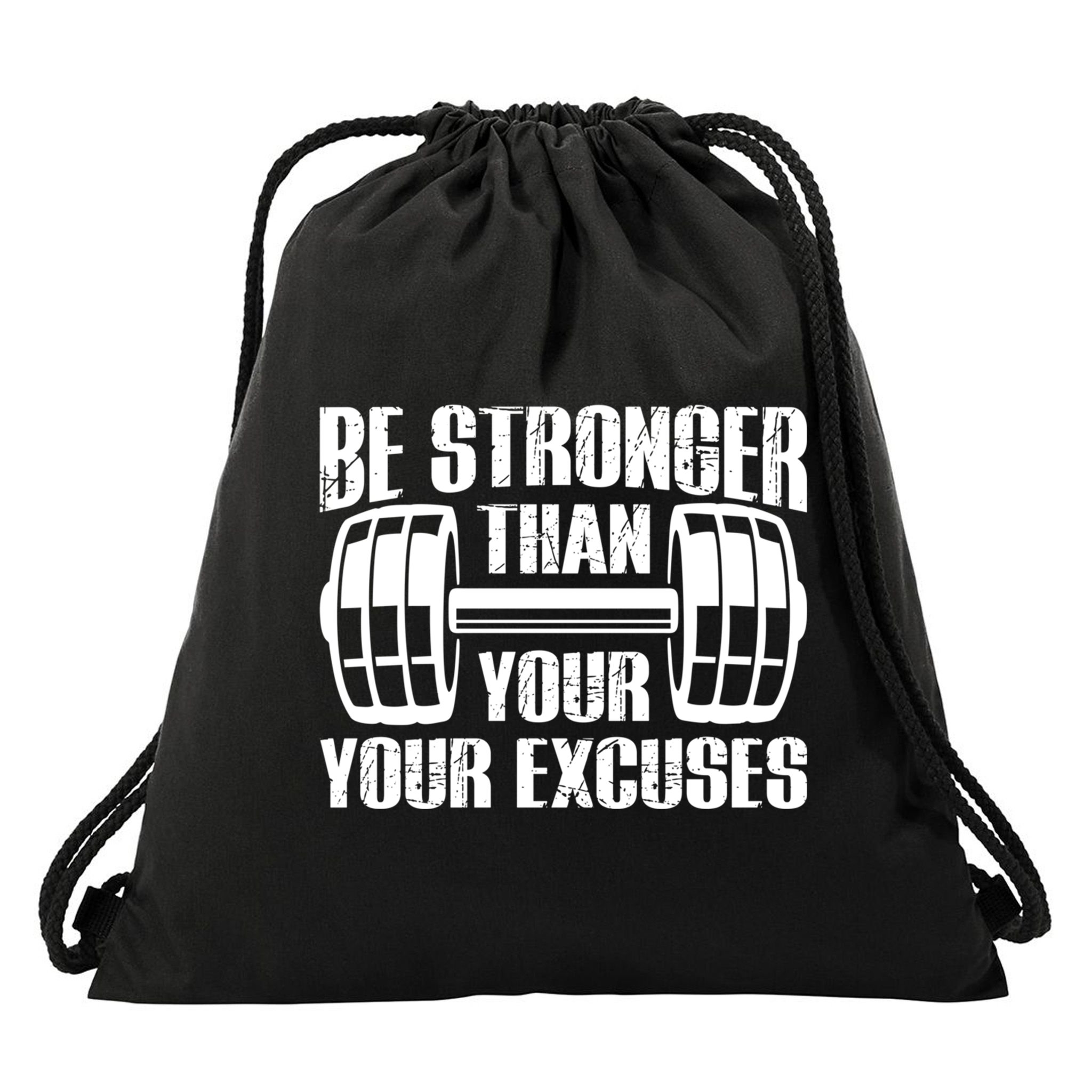 Be Stronger Than Your Excuses Motivational Workout Fitness Gift Drawstring Bag