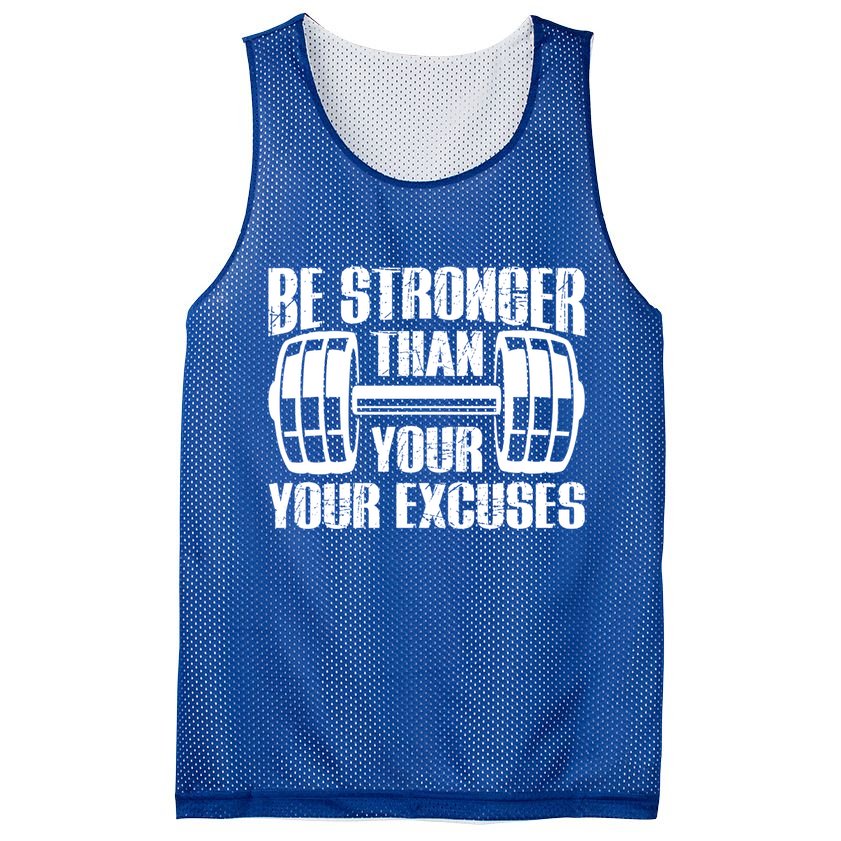 Be Stronger Than Your Excuses Motivational Workout Fitness Gift Mesh Reversible Basketball Jersey Tank