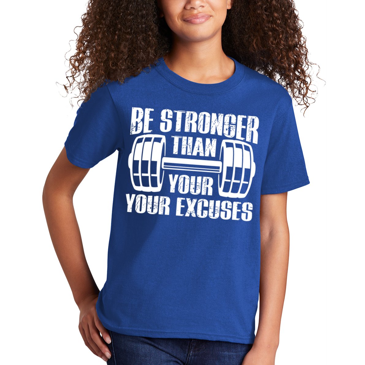 Be Stronger Than Your Excuses Motivational Workout Fitness Gift Kids T-Shirt