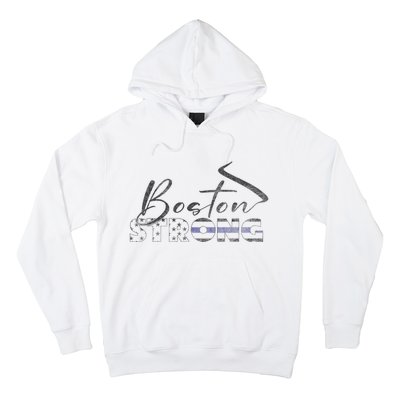 Boston Strong Thin Blue Line US Flag Hoodie