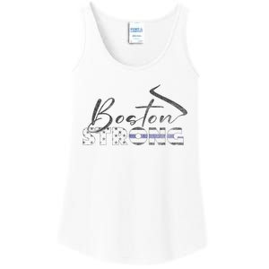 Boston Strong Thin Blue Line US Flag Ladies Essential Tank