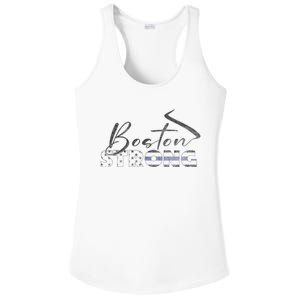 Boston Strong Thin Blue Line US Flag Ladies PosiCharge Competitor Racerback Tank