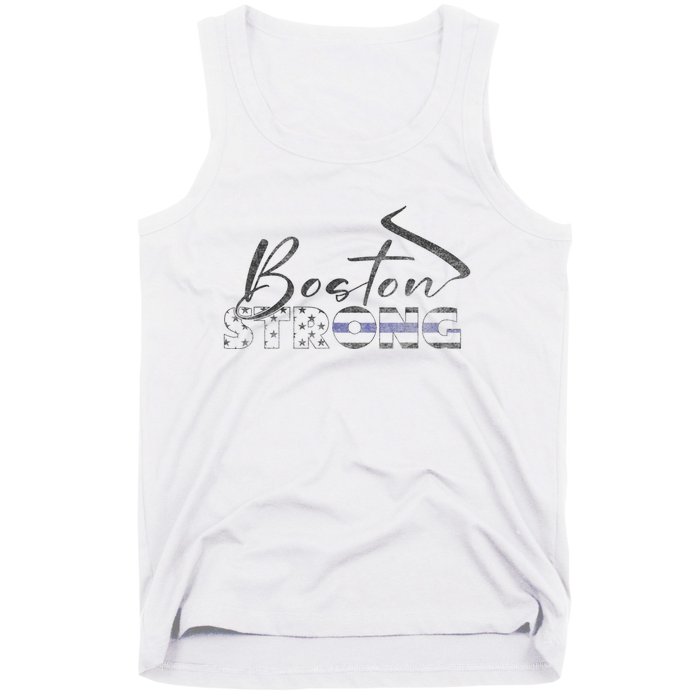 Boston Strong Thin Blue Line US Flag Tank Top