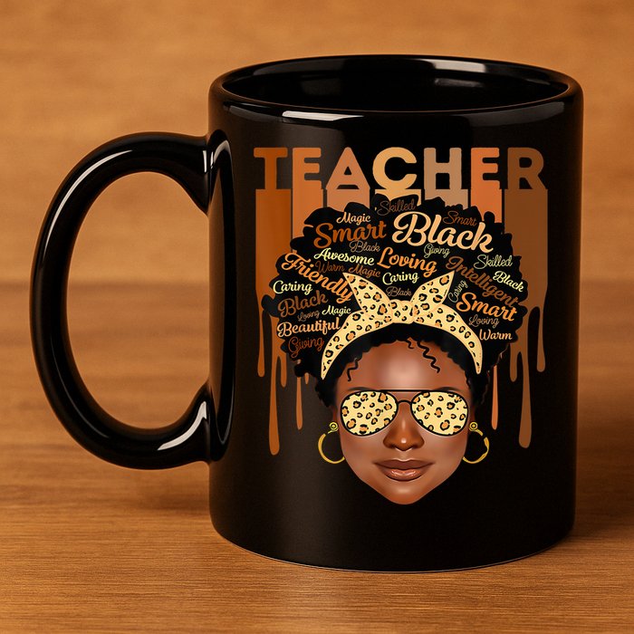 Black Smart Teacher 11oz C Handle Ceramic Mug