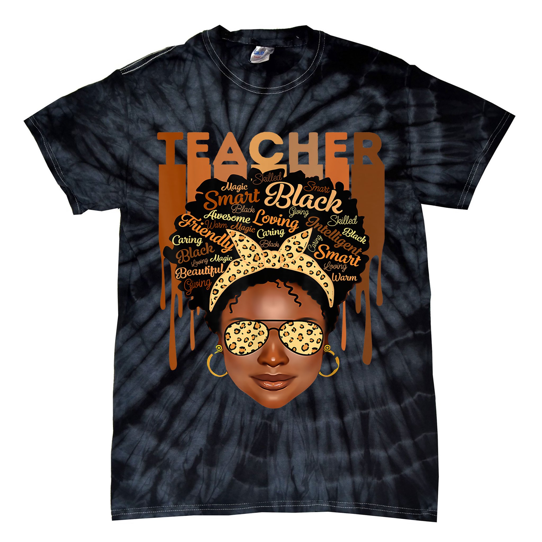 Black Smart Teacher Tie-Dye T-Shirt