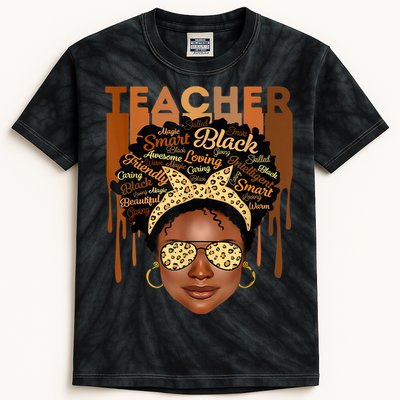 Black Smart Teacher Kids Tie-Dye T-Shirt