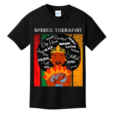 Black Speech Therapist Queen Black History Month Women Kids T-Shirt