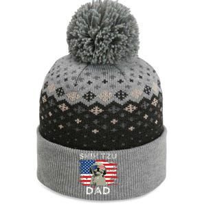 Best Shih Tzu Dad Ever American Flag 4th Of July Father Day The Baniff Cuffed Pom Beanie