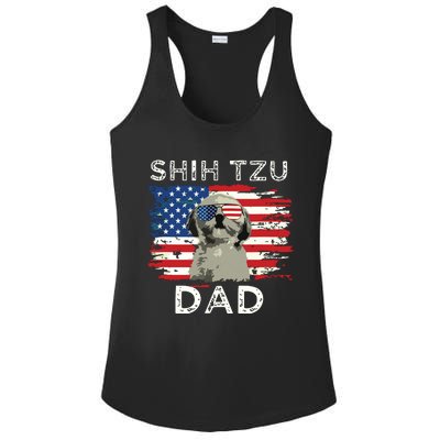 Best Shih Tzu Dad Ever American Flag 4th Of July Father Day Ladies PosiCharge Competitor Racerback Tank