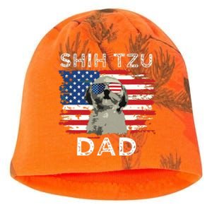 Best Shih Tzu Dad Ever American Flag 4th Of July Father Day Kati - Camo Knit Beanie