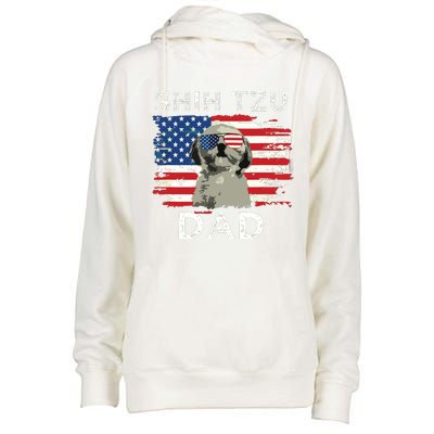 Best Shih Tzu Dad Ever American Flag 4th Of July Father Day Womens Funnel Neck Pullover Hood