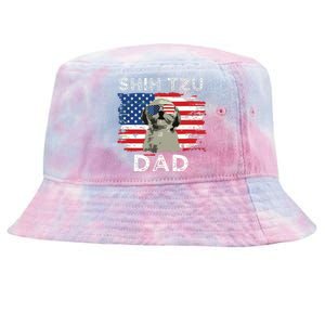 Best Shih Tzu Dad Ever American Flag 4th Of July Father Day Tie-Dyed Bucket Hat