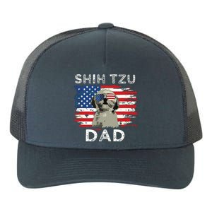 Best Shih Tzu Dad Ever American Flag 4th Of July Father Day Yupoong Adult 5-Panel Trucker Hat