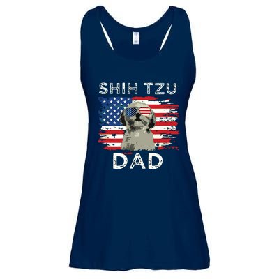 Best Shih Tzu Dad Ever American Flag 4th Of July Father Day Ladies Essential Flowy Tank