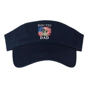 Best Shih Tzu Dad Ever American Flag 4th Of July Father Day Valucap Bio-Washed Visor