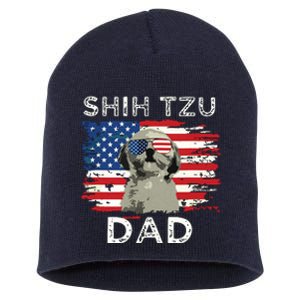 Best Shih Tzu Dad Ever American Flag 4th Of July Father Day Short Acrylic Beanie