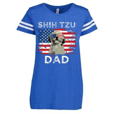 Best Shih Tzu Dad Ever American Flag 4th Of July Father Day Enza Ladies Jersey Football T-Shirt