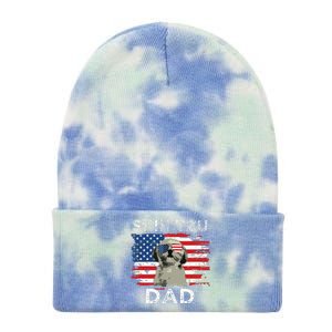 Best Shih Tzu Dad Ever American Flag 4th Of July Father Day Tie Dye 12in Knit Beanie