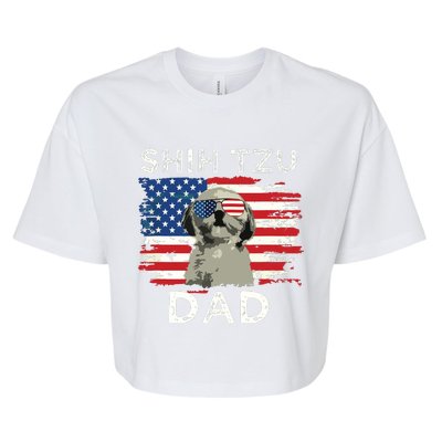 Best Shih Tzu Dad Ever American Flag 4th Of July Father Day Bella+Canvas Jersey Crop Tee