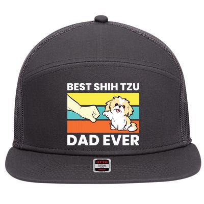 Best Shih Tzu Dad Ever Funny Shih Tzu 7 Panel Mesh Trucker Snapback Hat