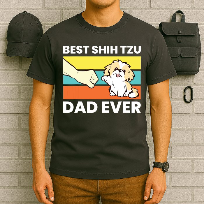 Best Shih Tzu Dad Ever Funny Shih Tzu T-Shirt