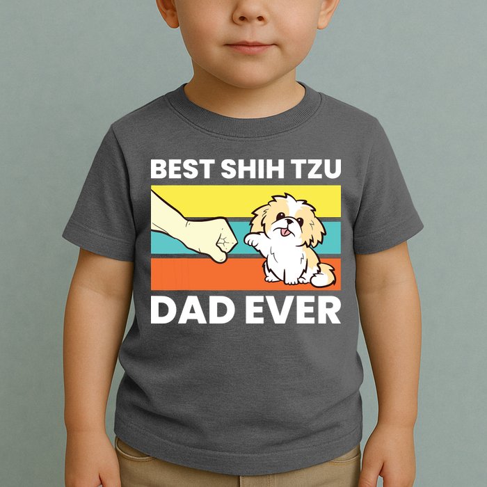 Best Shih Tzu Dad Ever Funny Shih Tzu Toddler T-Shirt
