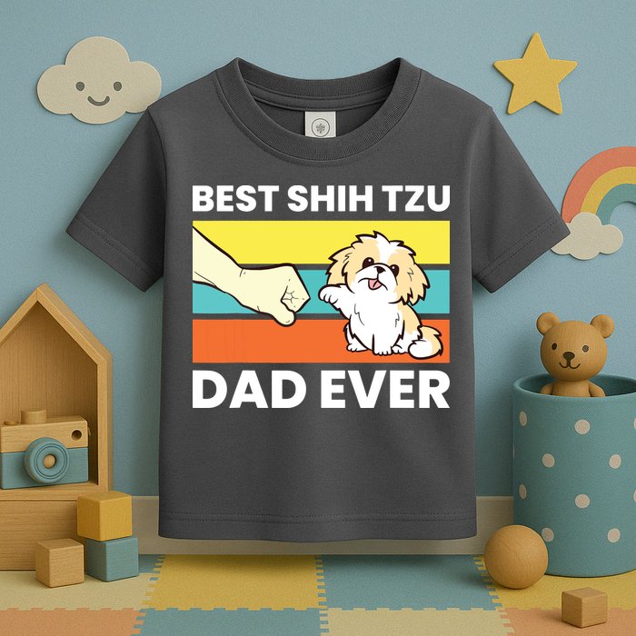 Best Shih Tzu Dad Ever Funny Shih Tzu Toddler T-Shirt