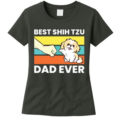 Best Shih Tzu Dad Ever Funny Shih Tzu Womens T-Shirt