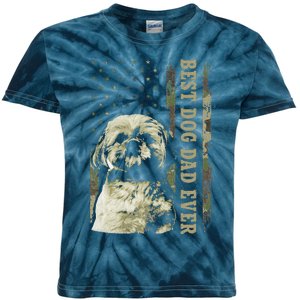 Best Shih Tzu Dad Ever Camo American Flag Dog Dad Kids Tie-Dye T-Shirt