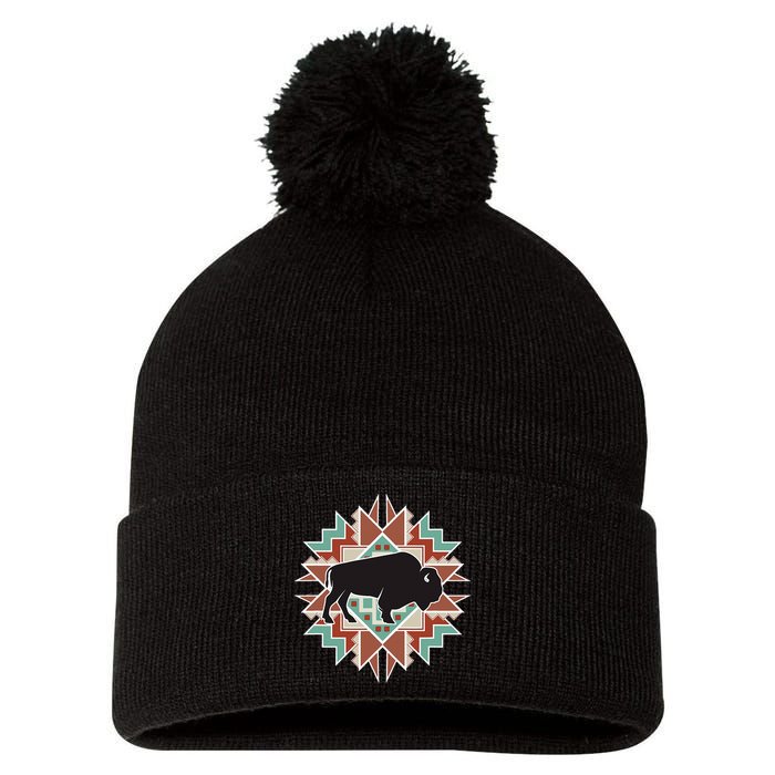 Buffalo Southwest Tribal Pom Pom 12in Knit Beanie