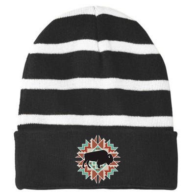 Buffalo Southwest Tribal Striped Beanie with Solid Band