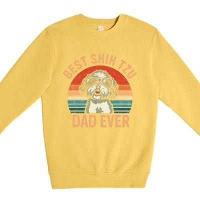 Best Shih Tzu Dad Ever Fathers Day Vintage Shih Tzu Lovers Gift Premium Crewneck Sweatshirt