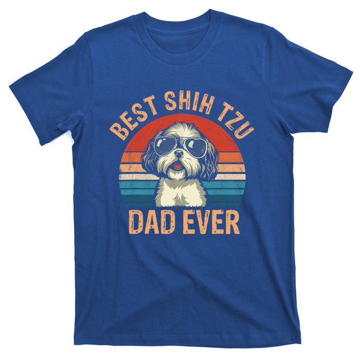 Best Shih Tzu Dad Ever Fathers Day Vintage Shih Tzu Lovers Gift T-Shirt