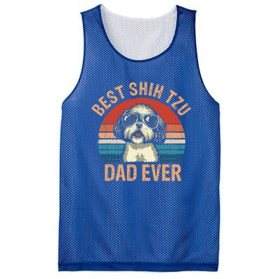 Best Shih Tzu Dad Ever Fathers Day Vintage Shih Tzu Lovers Gift Mesh Reversible Basketball Jersey Tank