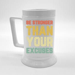 Be Stronger Than Your Excuses Gym Motivational Retro Gift Beer Stein