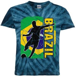 Brazilian Soccer Team Brazil Flag Jersey Football Fans Kids Tie-Dye T-Shirt