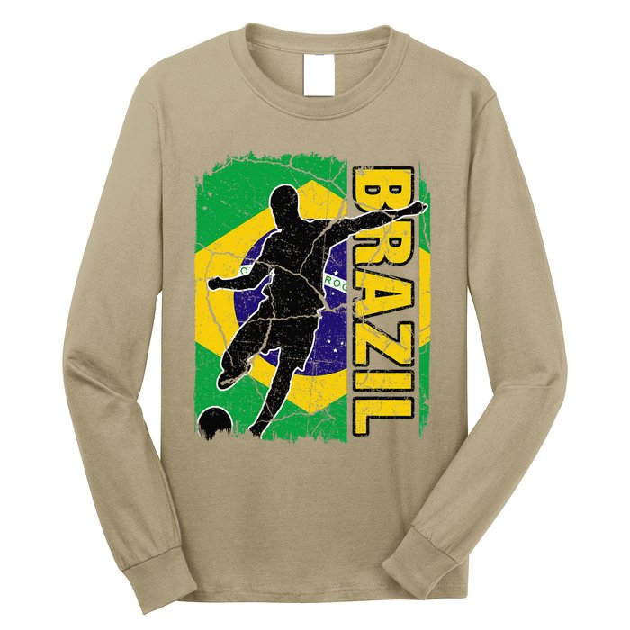 Brazilian Soccer Team Brazil Flag Jersey Football Fans Long Sleeve Shirt