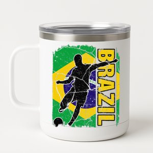 Brazilian Soccer Team Brazil Flag Jersey Football Fans 12 oz Stainless Steel Tumbler Cup