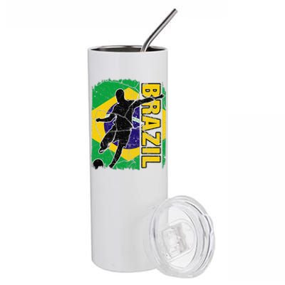 Brazilian Soccer Team Brazil Flag Jersey Football Fans Stainless Steel Tumbler