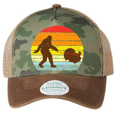 Bigfoot Sasquatch Turkey Sunset Retro Thanksgiving Day Gift Legacy Tie Dye Trucker Hat