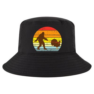 Bigfoot Sasquatch Turkey Sunset Retro Thanksgiving Day Gift Cool Comfort Performance Bucket Hat