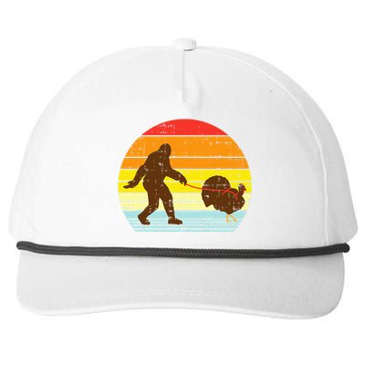 Bigfoot Sasquatch Turkey Sunset Retro Thanksgiving Day Gift Snapback Five-Panel Rope Hat