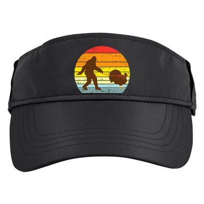 Bigfoot Sasquatch Turkey Sunset Retro Thanksgiving Day Gift Adult Drive Performance Visor