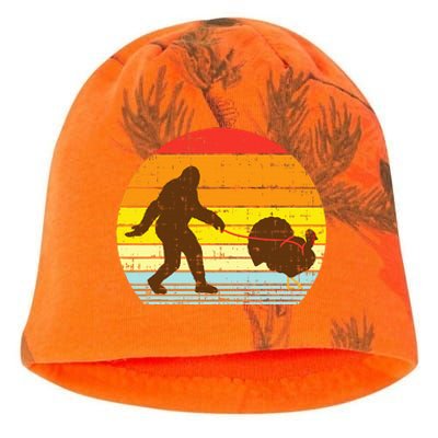 Bigfoot Sasquatch Turkey Sunset Retro Thanksgiving Day Gift Kati - Camo Knit Beanie