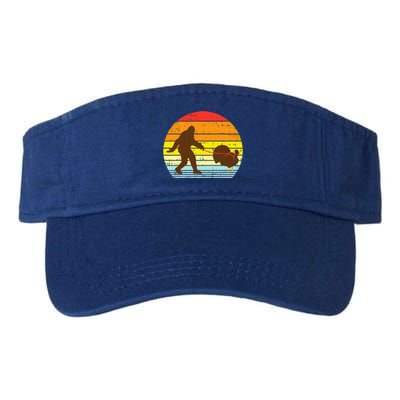 Bigfoot Sasquatch Turkey Sunset Retro Thanksgiving Day Gift Valucap Bio-Washed Visor