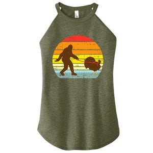 Bigfoot Sasquatch Turkey Sunset Retro Thanksgiving Day Gift Women's Perfect Tri Rocker Tank