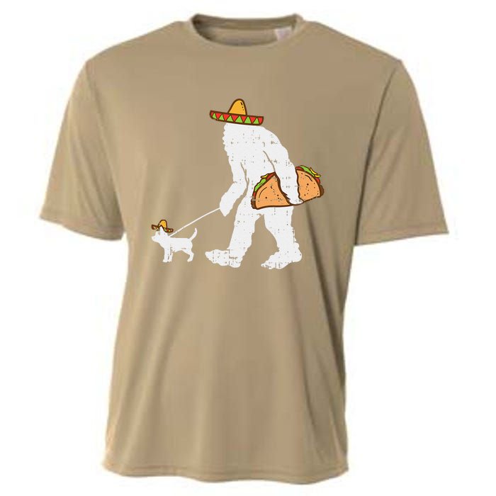 Bigfoot Sasquatch Taco Chihuahua Funny Cinco De Mayo Mexican Cooling Performance Crew T-Shirt