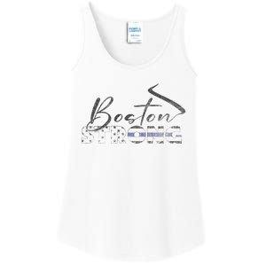 Boston Strong Thin Blue Line US Flag Premium Ladies Essential Tank