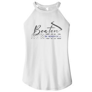 Boston Strong Thin Blue Line US Flag Premium Women's Perfect Tri Rocker Tank